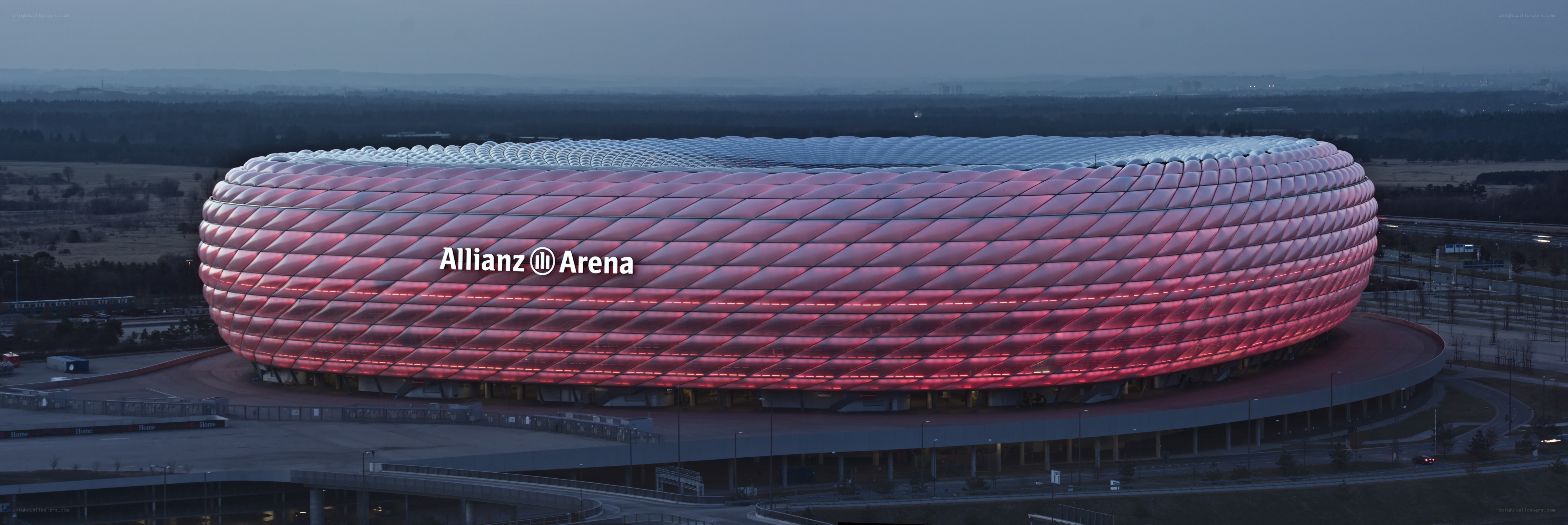 Allianz Arena stadium at dusk
