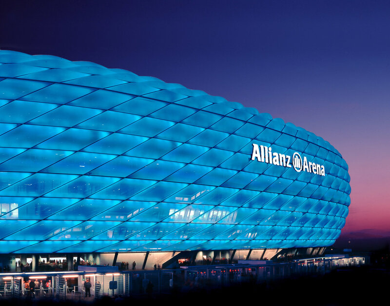 Allianz Arena Stadium — Blue, Dramatic, Night, Photograph