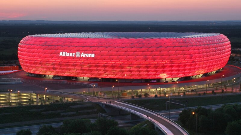 Allianz Arena Stadium — Red, Dramatic, Sunset, Photograph, Road