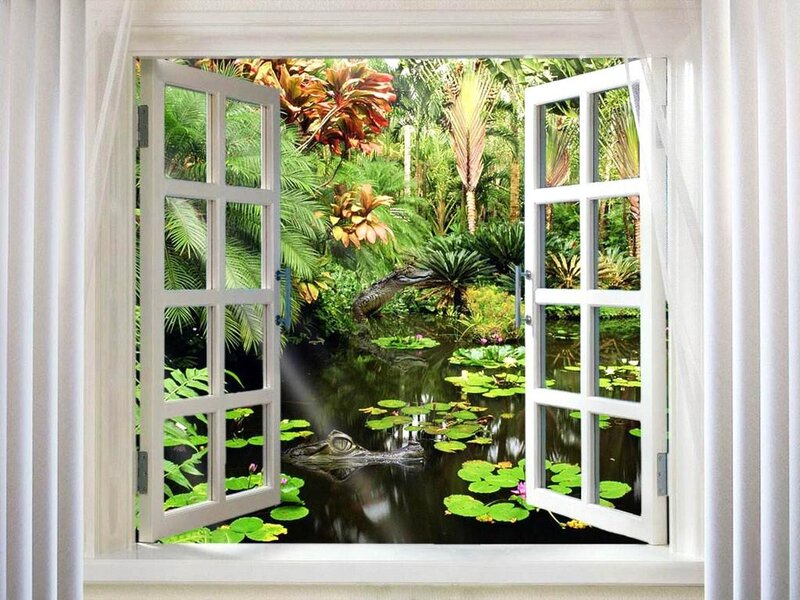 Alligator in Pond — Green