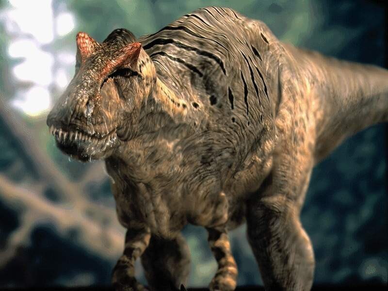 Allosaurus dinosaur in forest