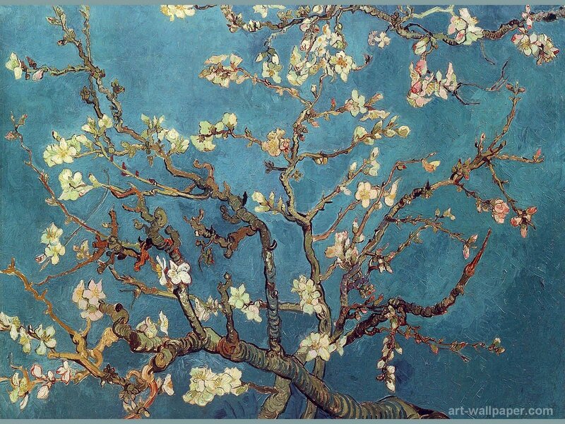 Almond Blossoms on Branches — Blue, Calm