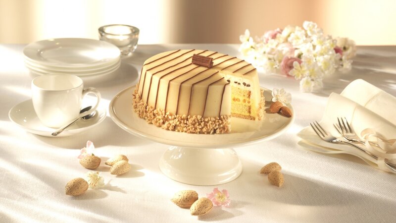 Almond Cake on Stand — White