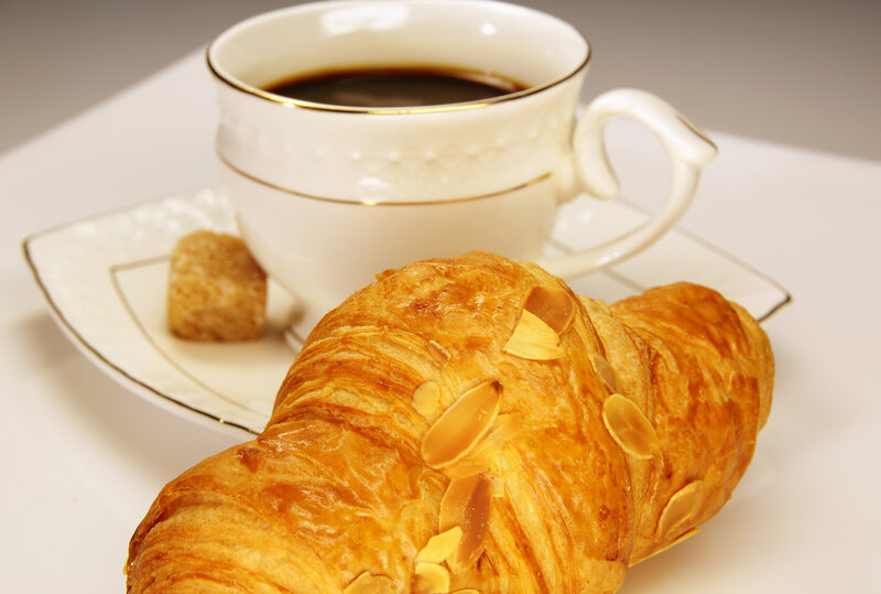 Almond Croissant with Coffee