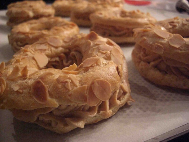 almond croissants on tray