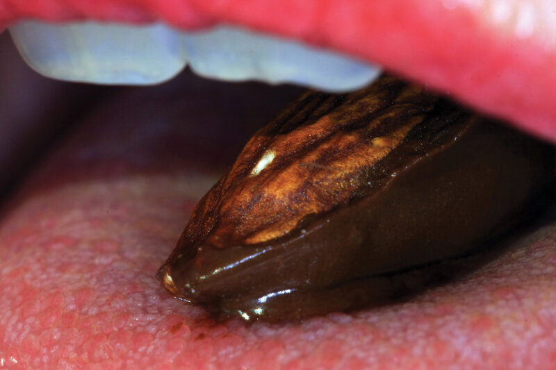 almond in mouth