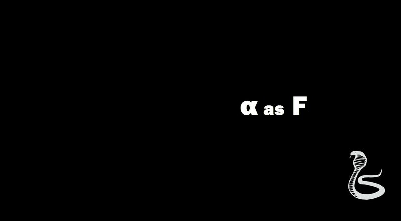 Alpha as F text with snake