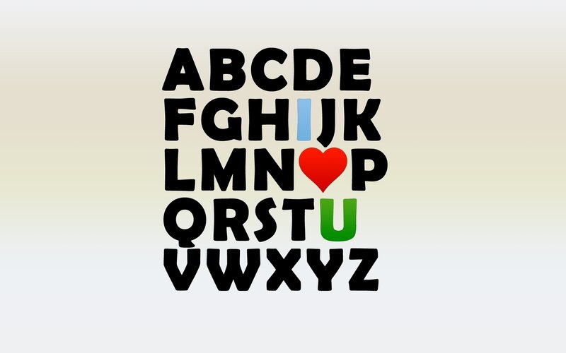Alphabet with Heart Symbol