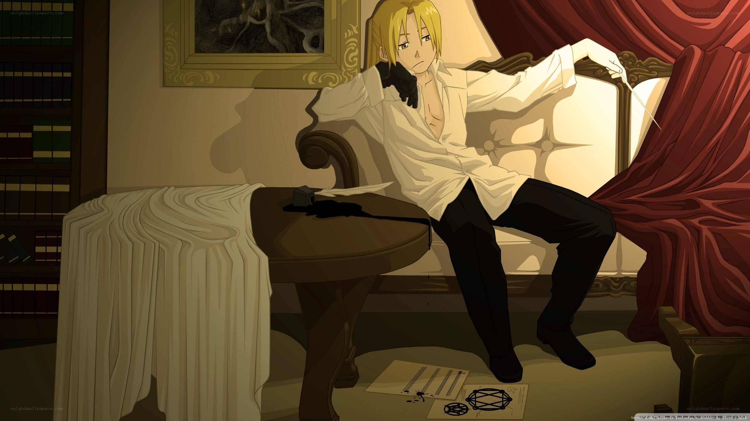 Alphonse Elric in a study