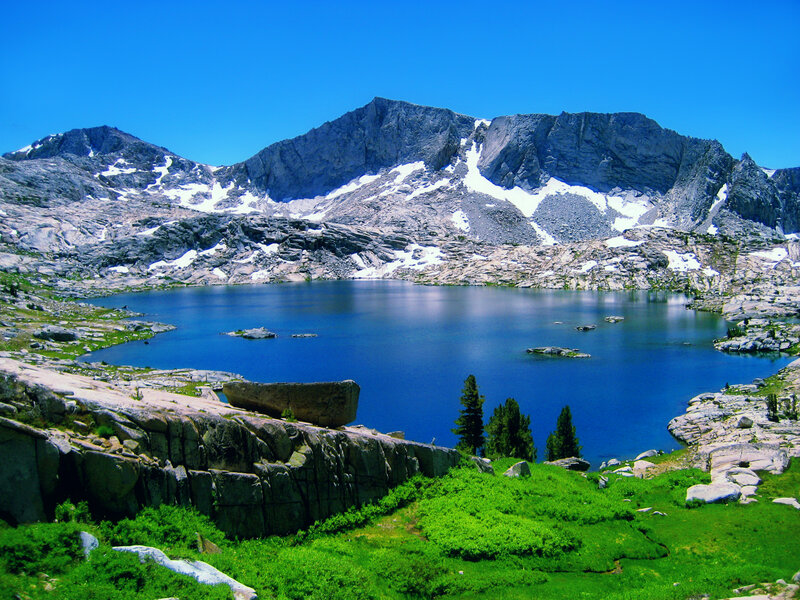 Alpine Lake and Mountain — Blue