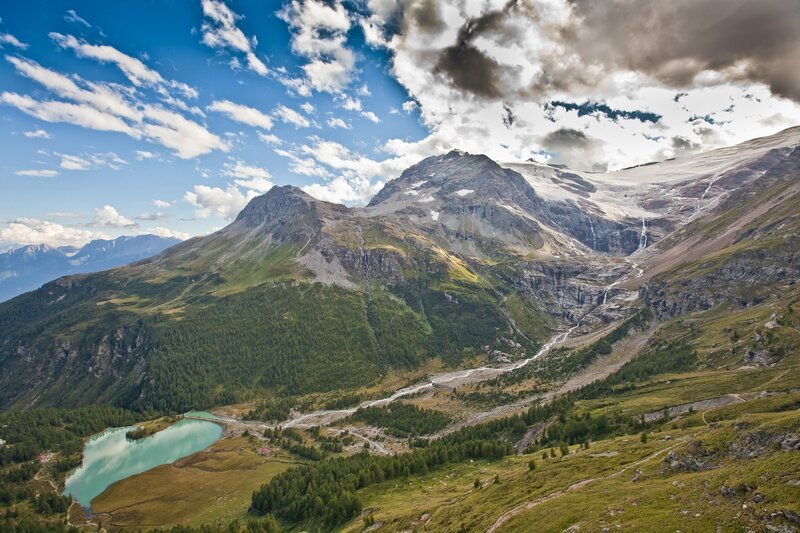 alpine lake and mountain landscape