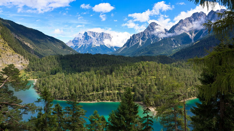 Alpine Lake and Mountains — Blue, Serene, Afternoon