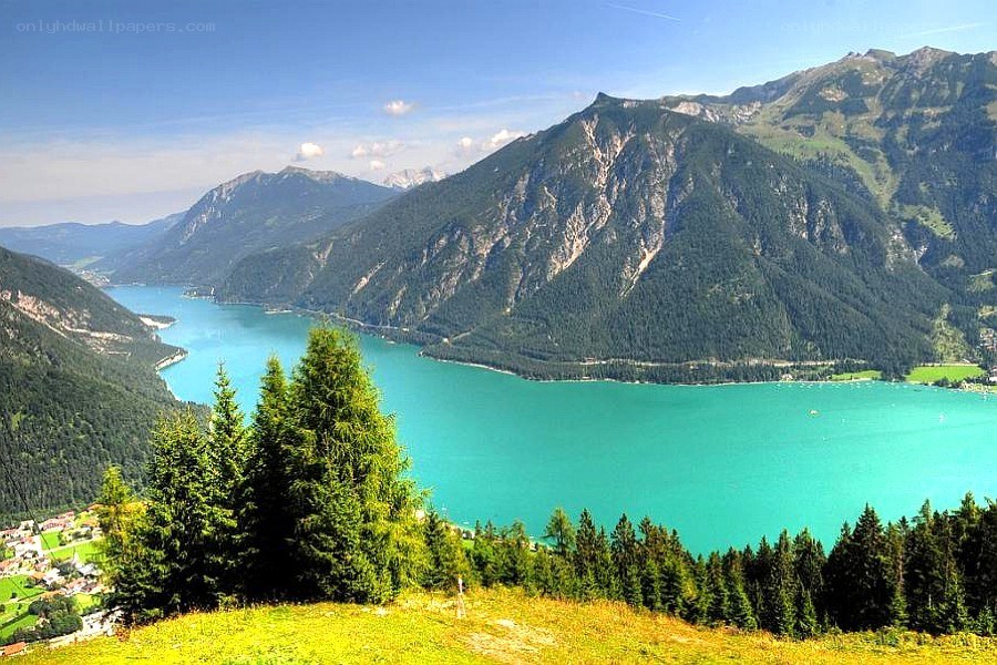 Alpine lake and mountains