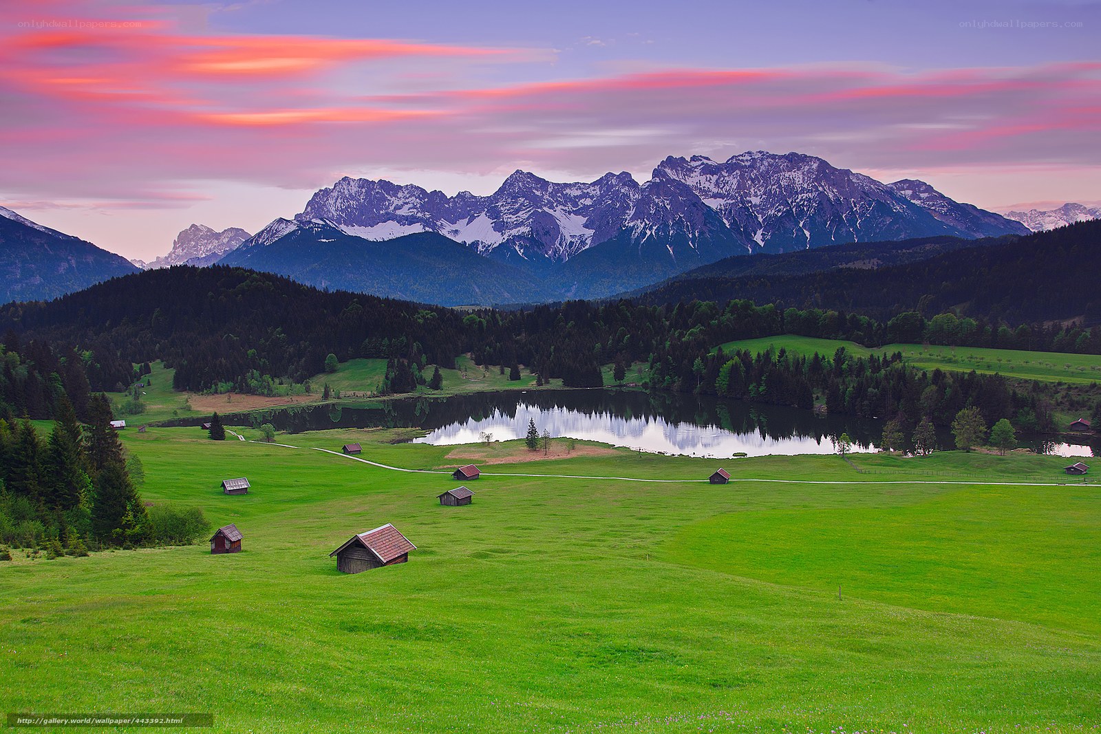 Alpine lake at sunset