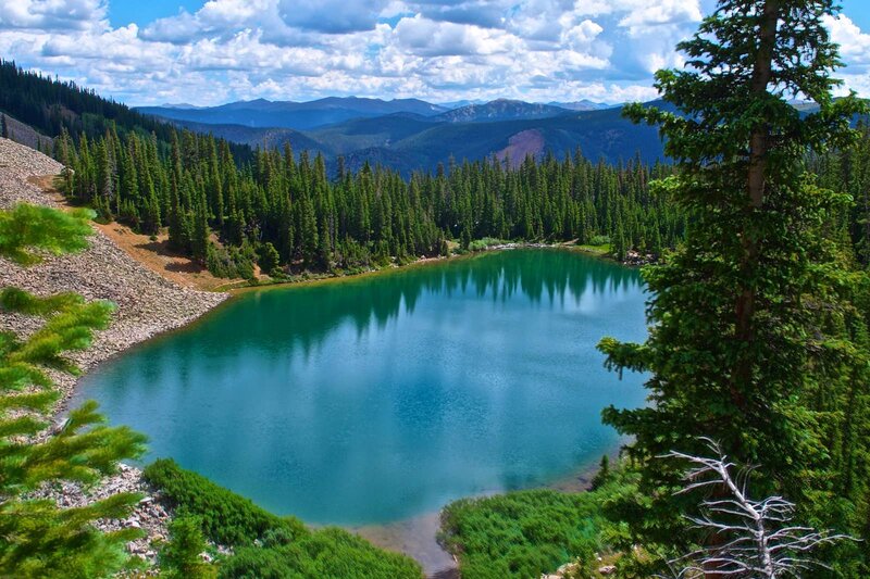 Alpine Lake in Forest — Blue