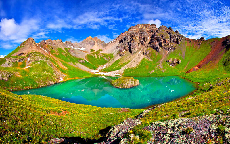 Alpine Lake in Mountains — Blue, Serene, Afternoon, Photograph