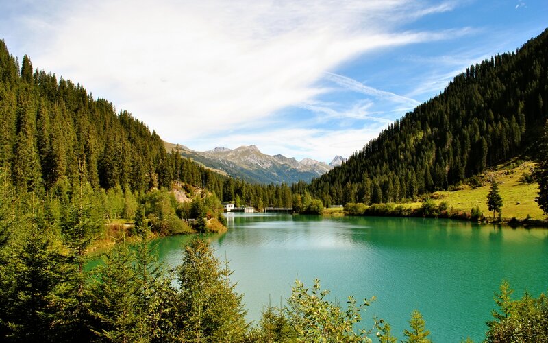 Alpine Lake in Valley — Green, Serene, Afternoon, Photograph, Forest