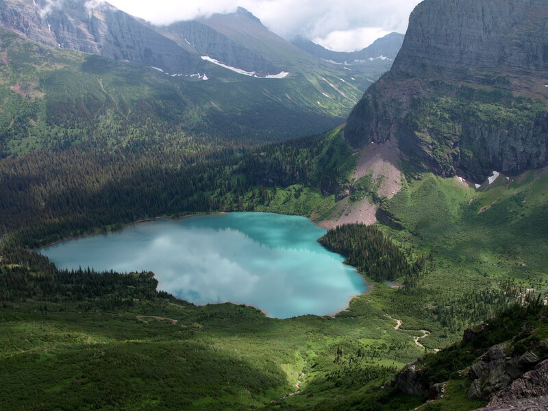 Alpine Lake in Valley — Green, Serene, Afternoon, Photograph