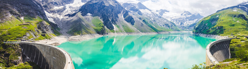 Alpine Lake with Dam
