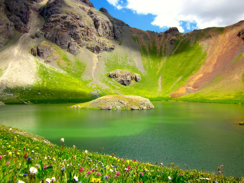 Alpine Lake with Island