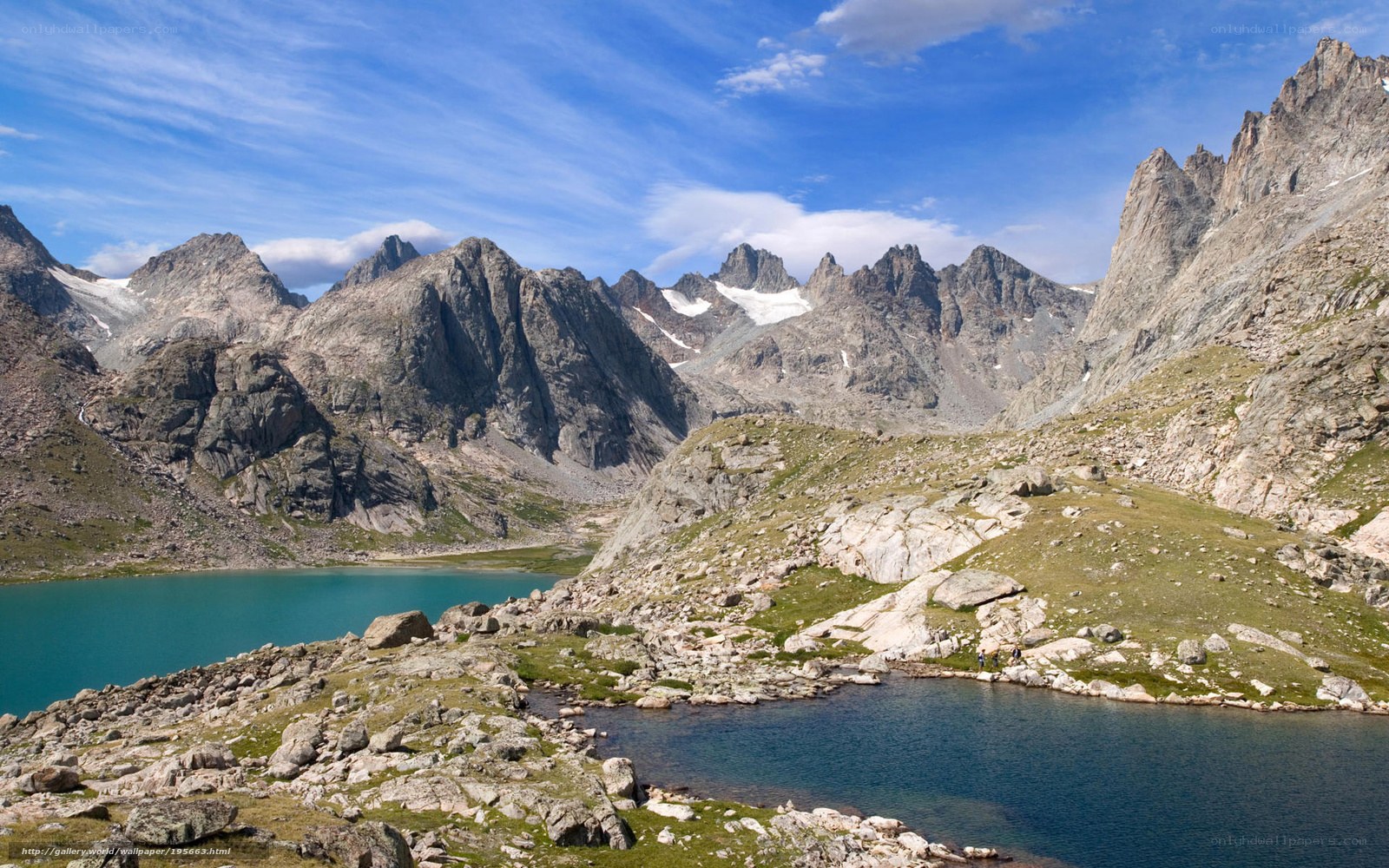 alpine lake with jagged peaks