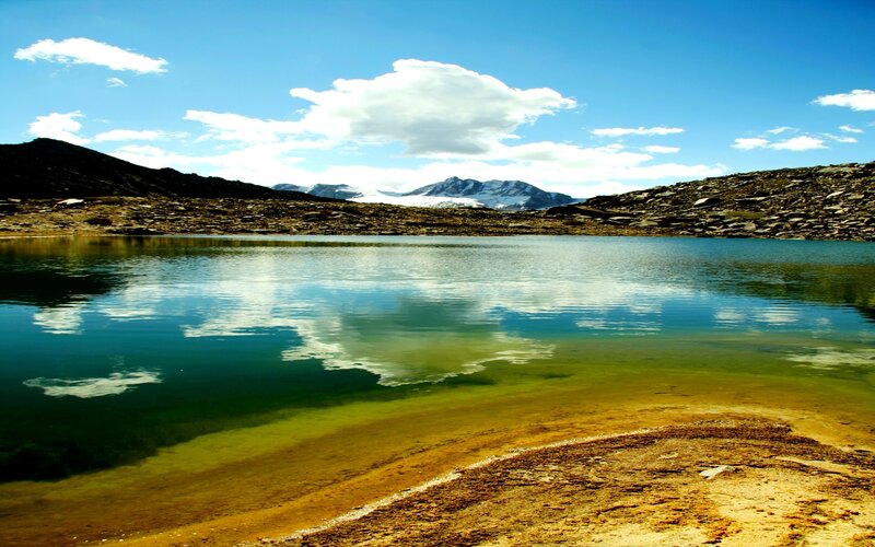Alpine Lake with Mountains — Blue, Serene