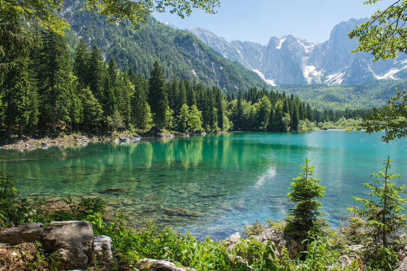 Alpine Lake with Mountains — Green, Serene, Afternoon