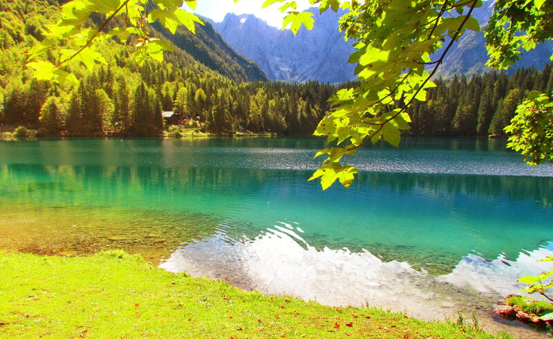 Alpine Lake with Mountains — Green, Serene, Summer