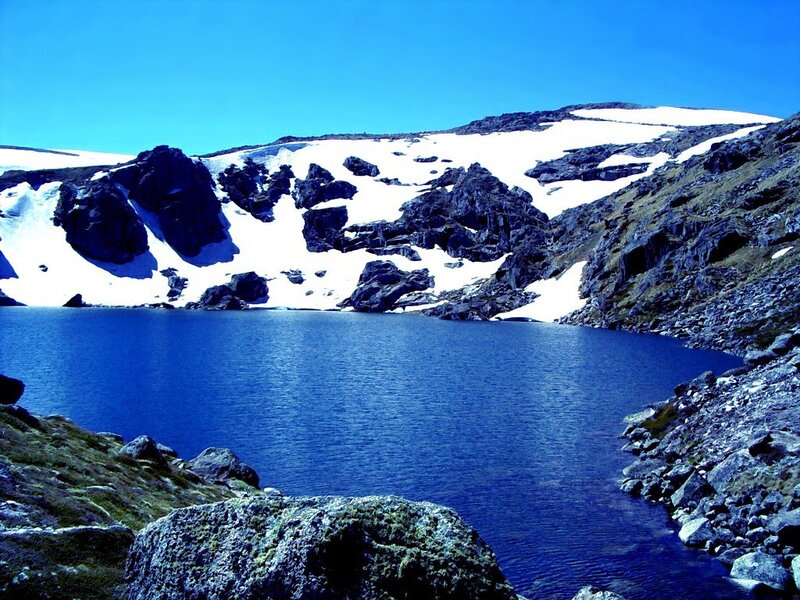 Alpine Lake with Snow — Blue, Serene, Summer