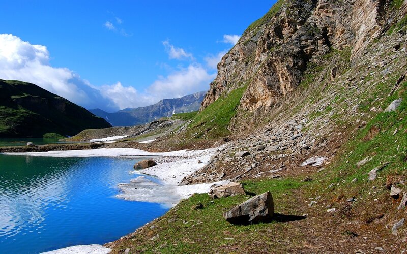 Alpine Lake with Snow