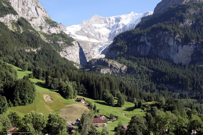 Alpine valley with glacier