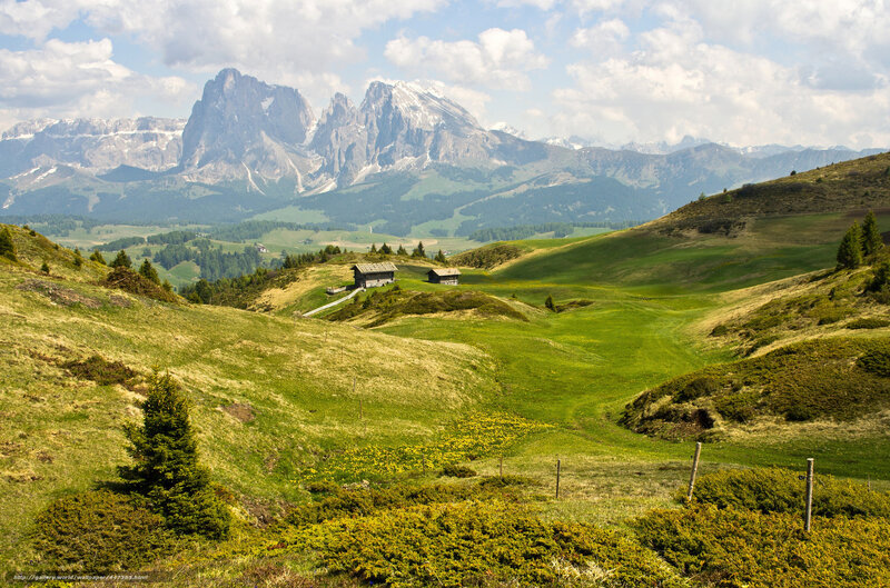 Alpine valley with mountain backdrop