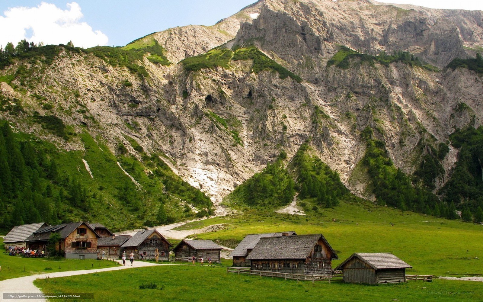 Alpine village in mountain valley