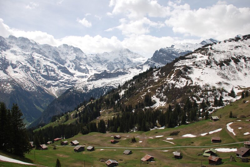 Alpine Village in Valley — Green, Serene, Spring