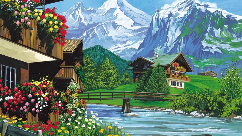 Alpine Village Landscape — Green