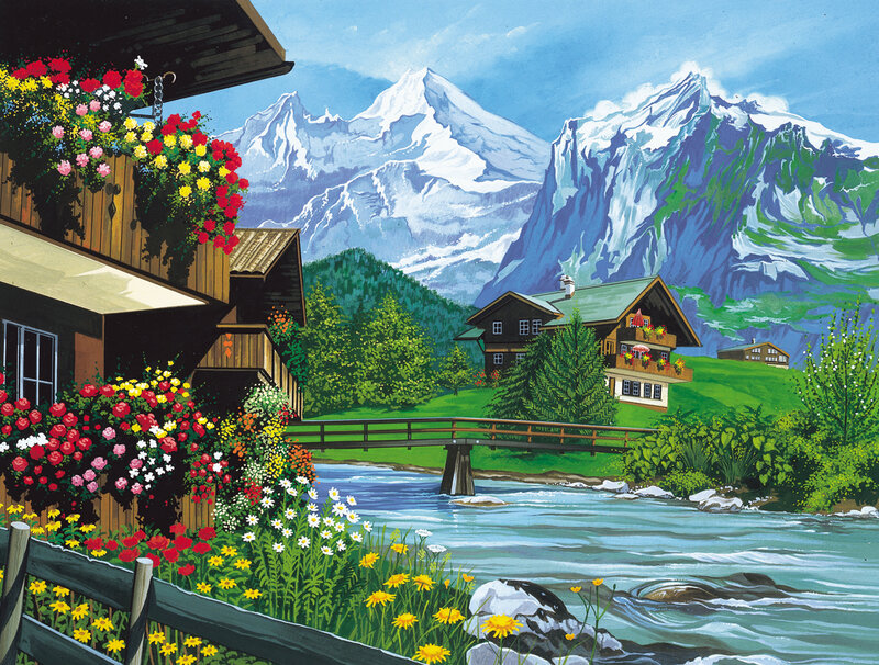 Alpine Village Scene