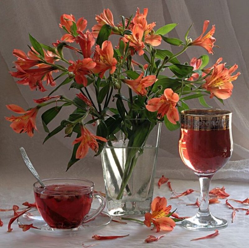 Alstroemeria Flowers and Drinks