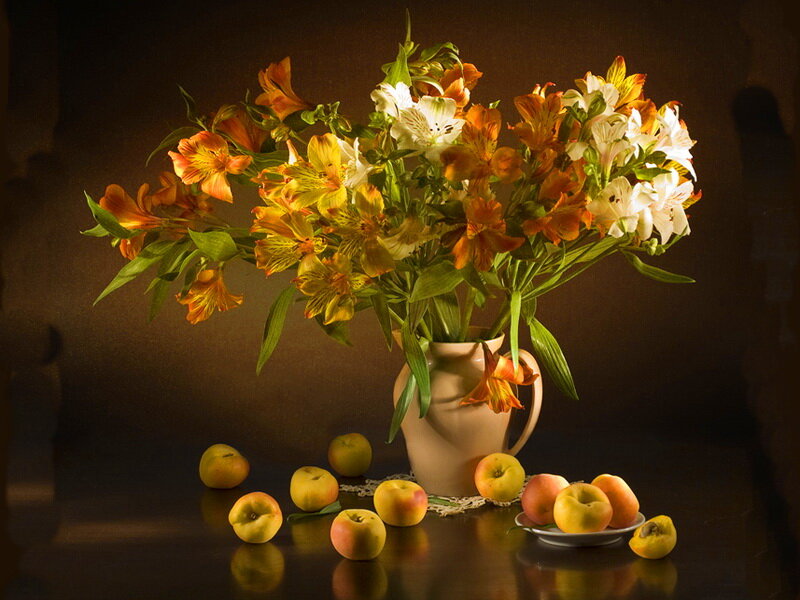 Alstroemeria Flowers and Peaches