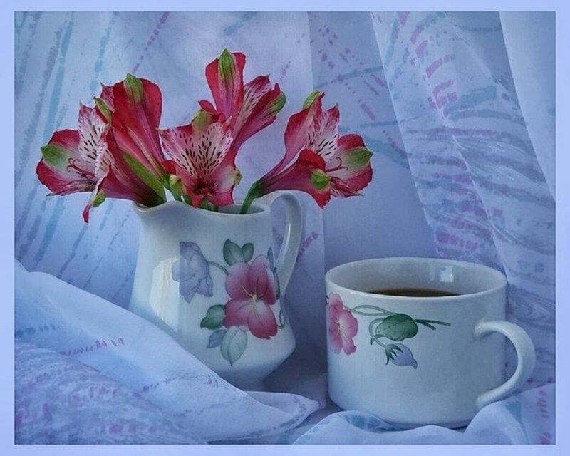 Alstroemeria Flowers in Pitcher