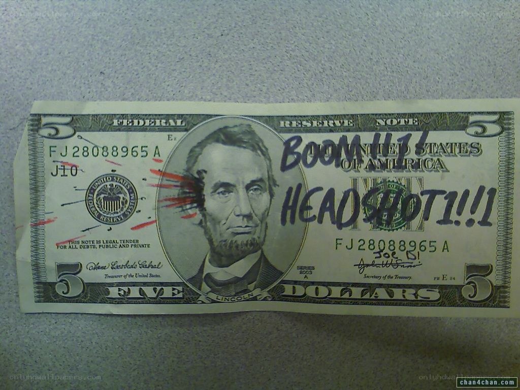 altered five-dollar bill