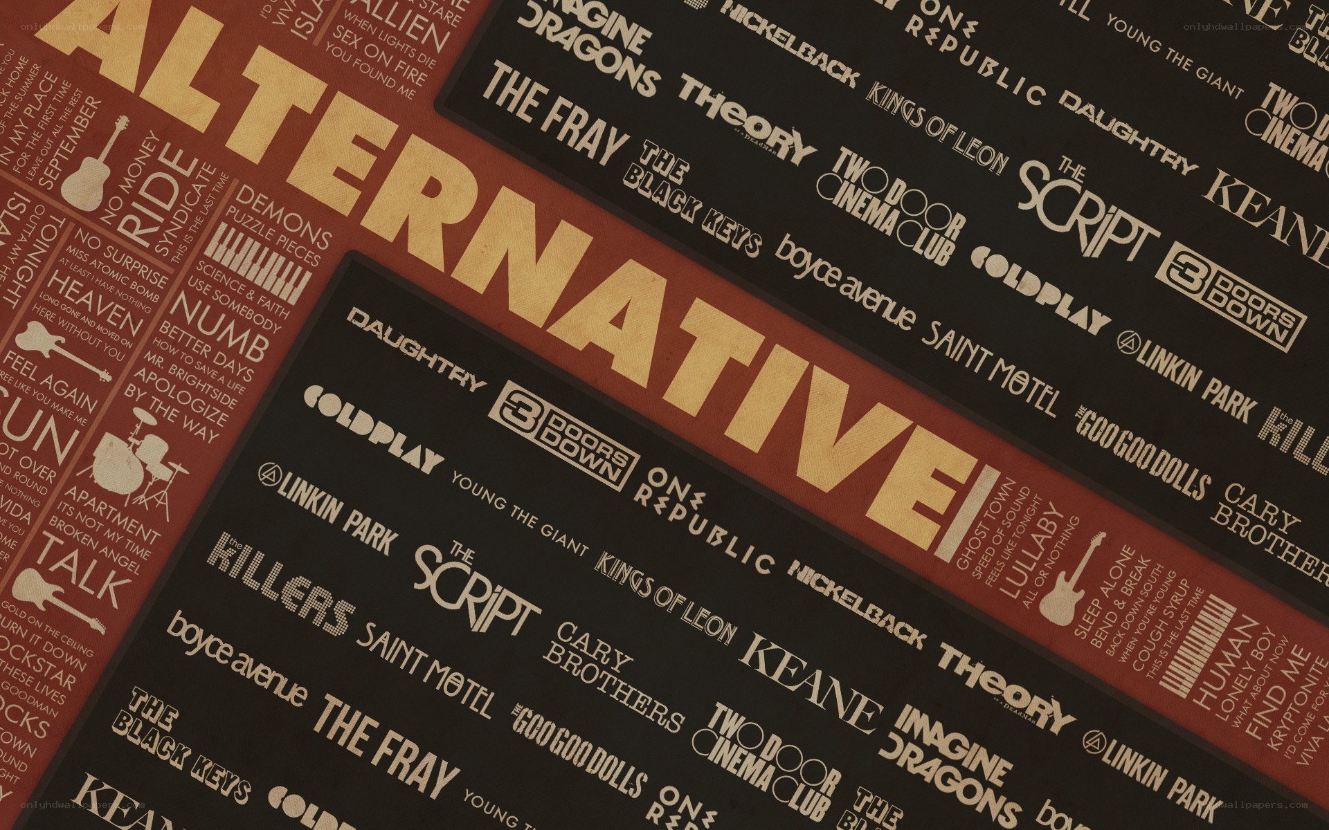Alternative music band collage