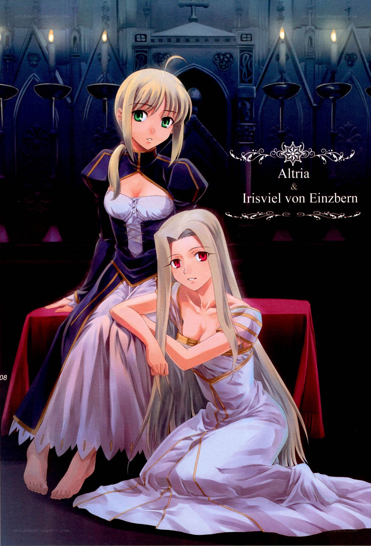 Altria and Irisviel in a cathedral