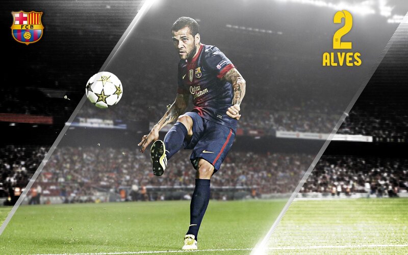Alves in action for FC Barcelona
