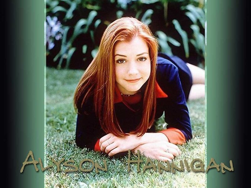 Alyson Hannigan in a garden