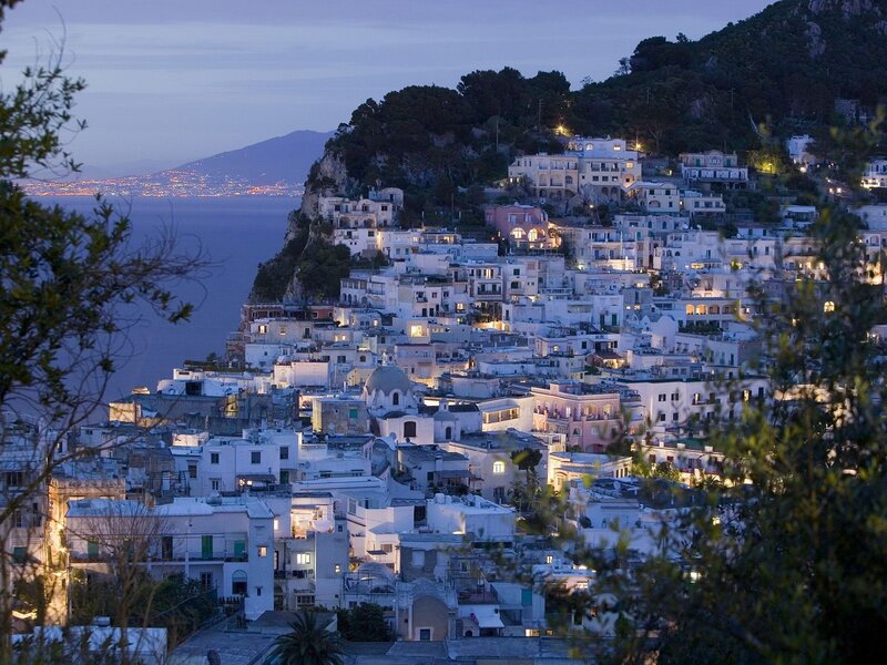 Amalfi Coast village at dusk