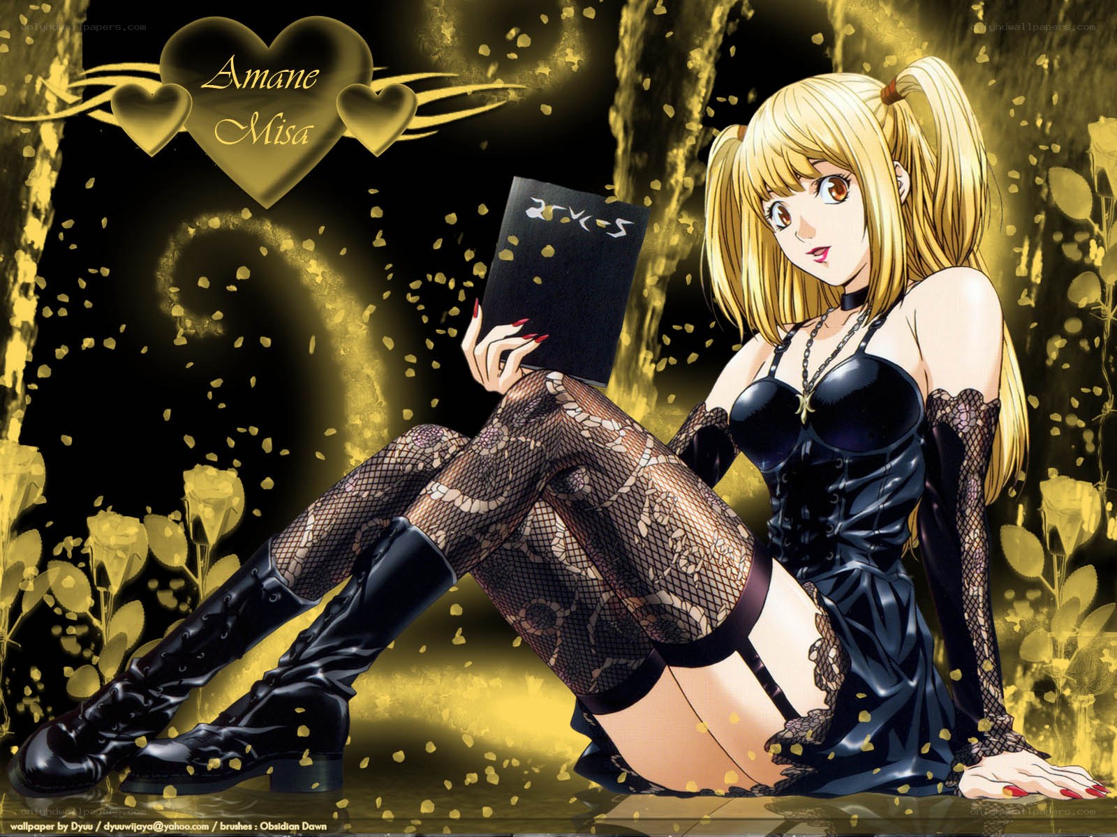 Amane Misa reading in gold