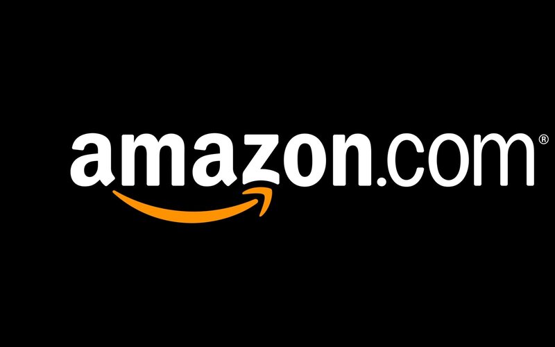 Amazon logo on black background