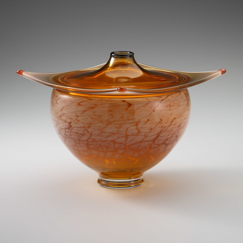 amber glass vessel with lid