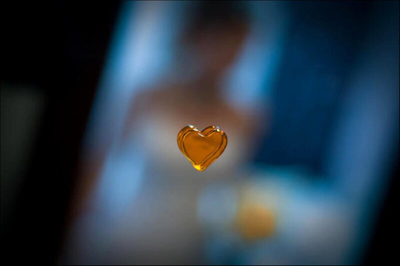 Amber Heart on Glass