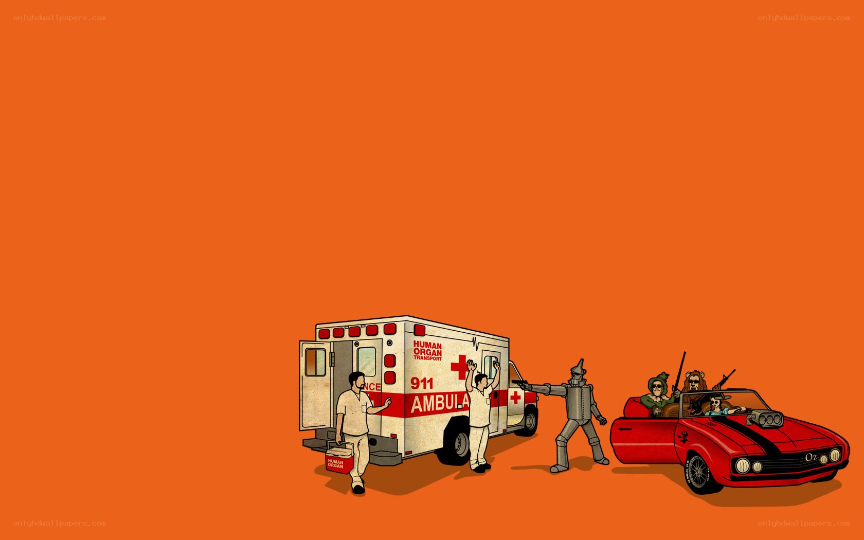 Ambulance and car scene